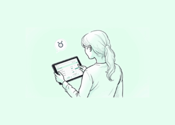 Woman using tablet for digital retail order management with dashboard displaying order status, tracking information, and timing controls for retail business operations