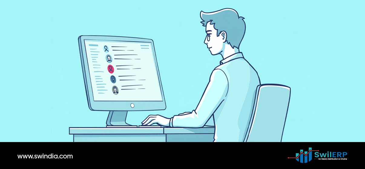 IT professional monitoring security dashboard on desktop computer displaying system alerts and user activity logs with various warning indicators, demonstrating real-time Theft Detection software capabilities for business security management.